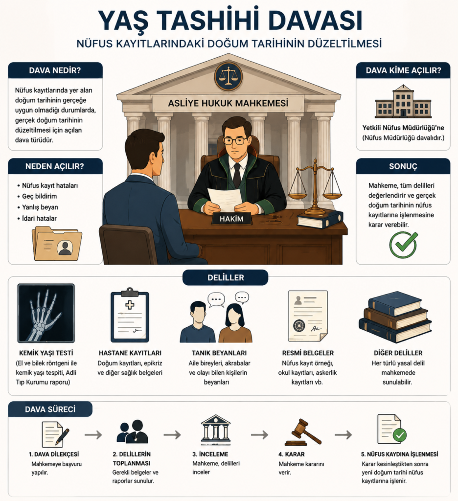 yaş değişikliği, yaş küçültme ve yaş büyütme davası